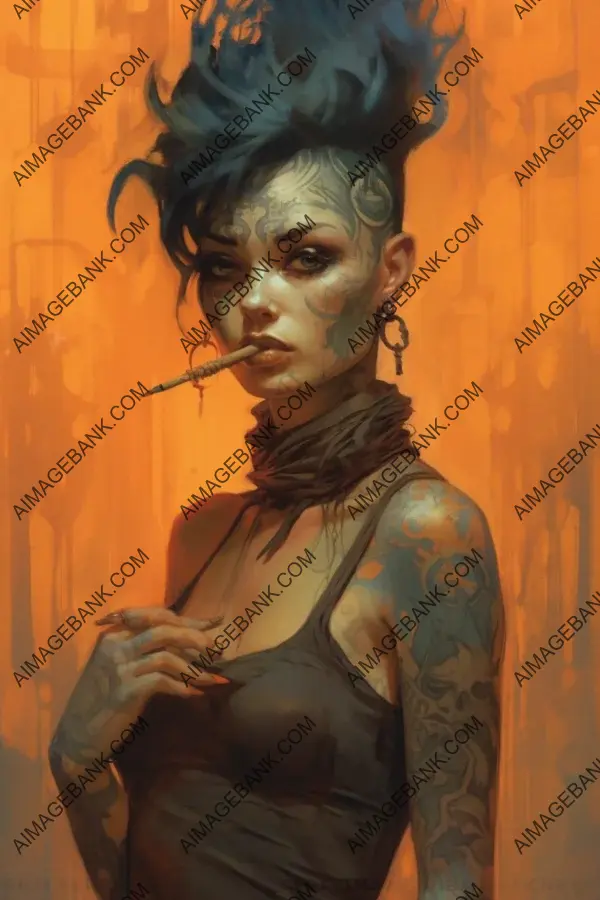 Painting a Stylish Lady with Intricate Dark Tattoos