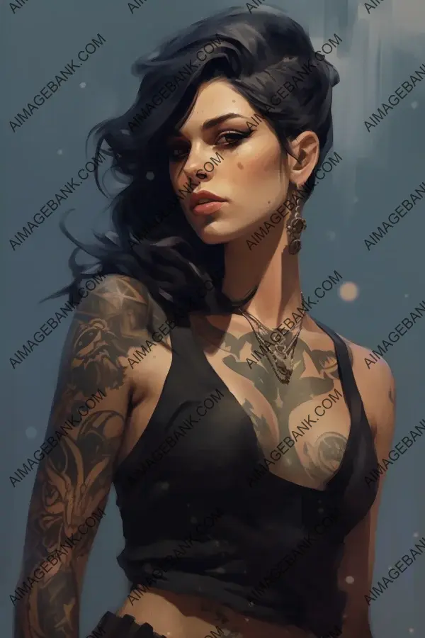 Painting a Stylish Lady with Intricate Dark Tattoos