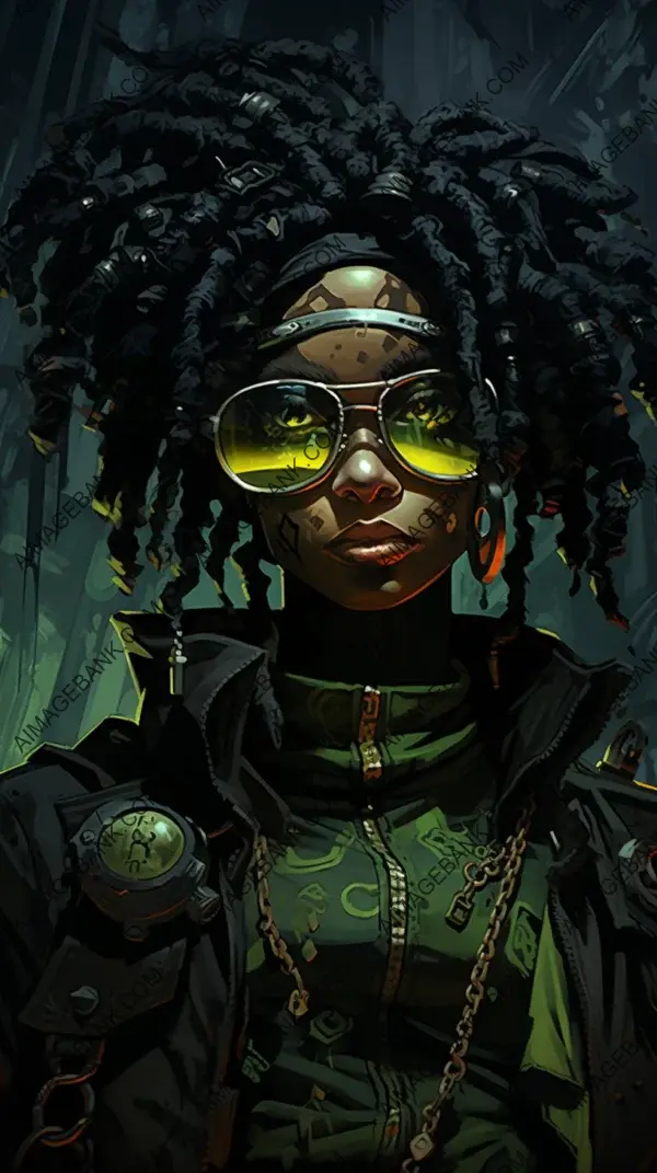 Enigmatic Artistry: Cybergoth Necromancer Illustrated in Mesmerizing Theme.