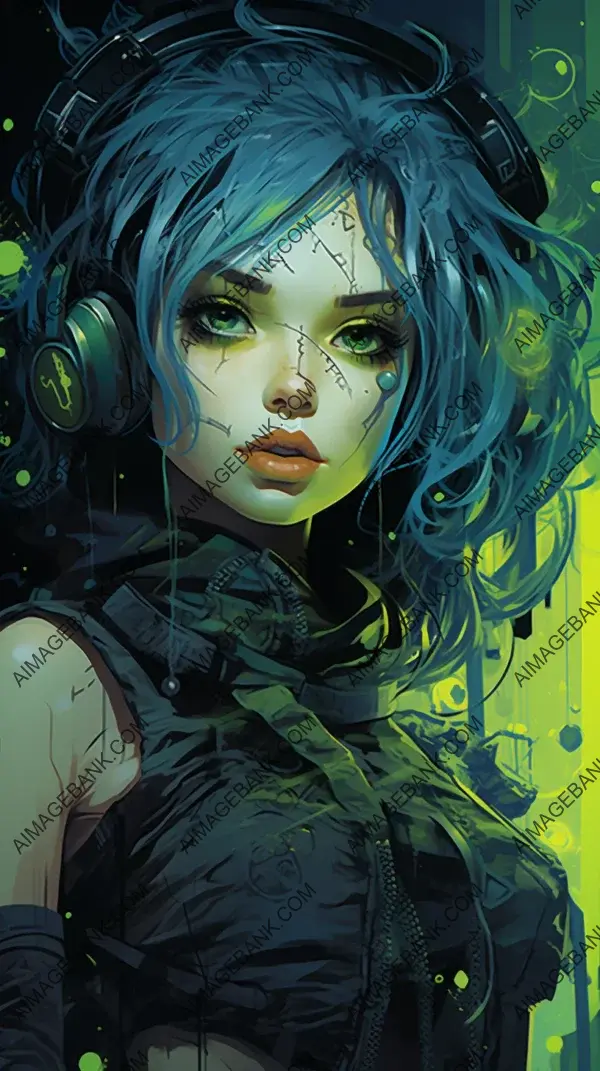 Darkly Captivating: Cybergoth Necromancer Illustrated in Intriguing Theme.