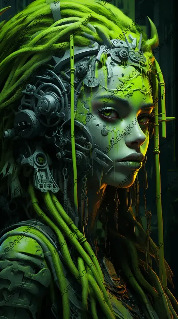 Enchanting Darkness: Cybergoth Necromancer Illustrated in Mysterious Theme.