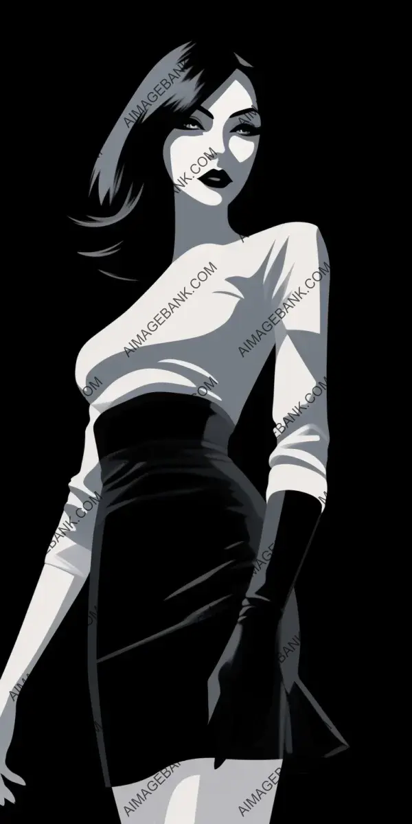 Black and White Manga Style: Frantic Illustration with a Patrick Nagel Vibe