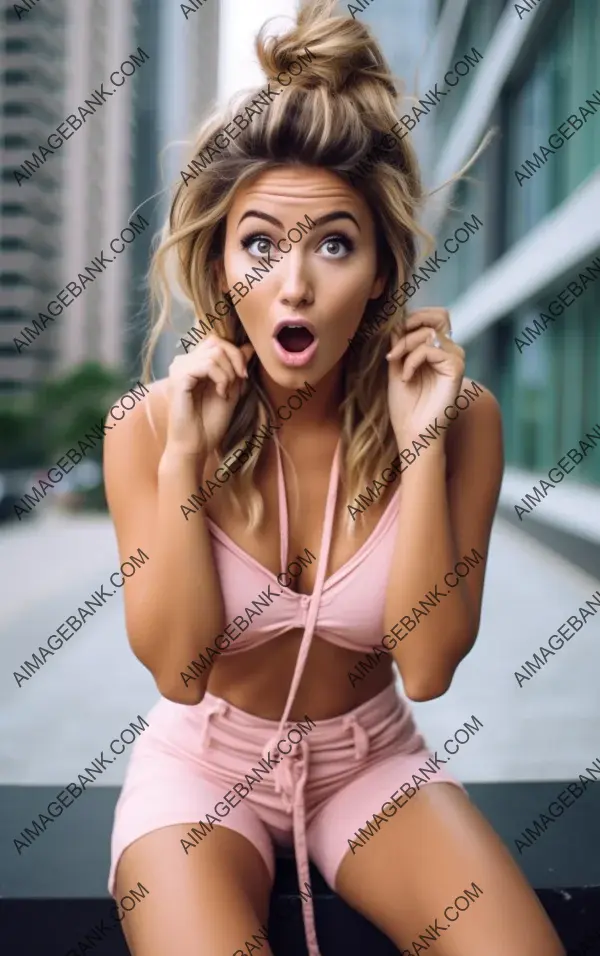 Amusing Grimace: Funny and Cute Young Woman Caught in the Act