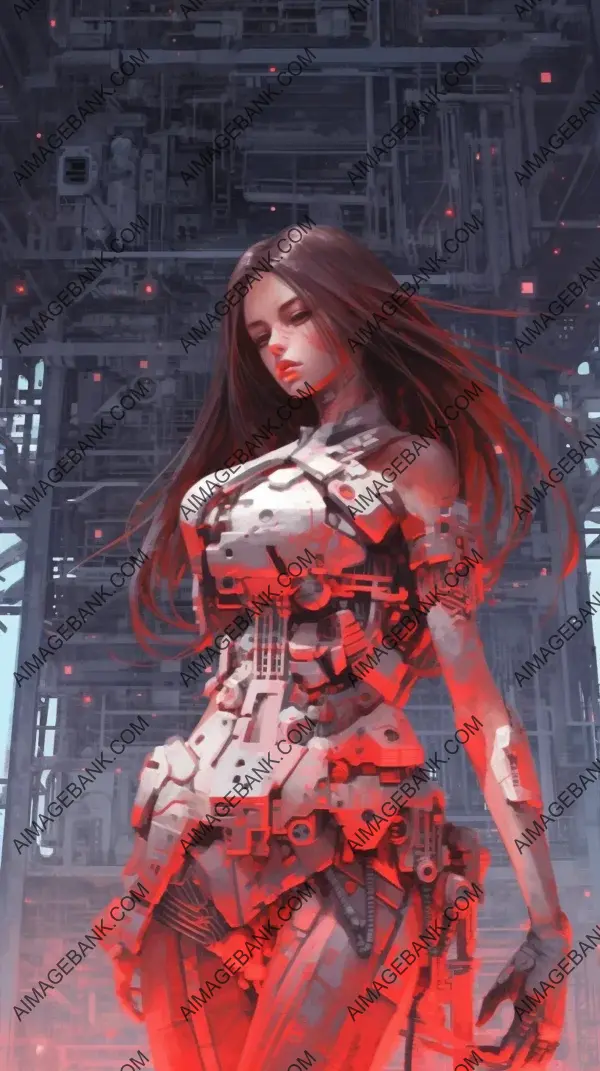 Cyberpunk Style: Long Hair in a Mesmerizing Gif of a Girl