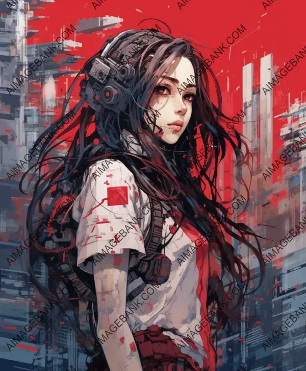 Mesmerizing Gif Featuring a Girl with Cyberpunk-Styled Long Hair