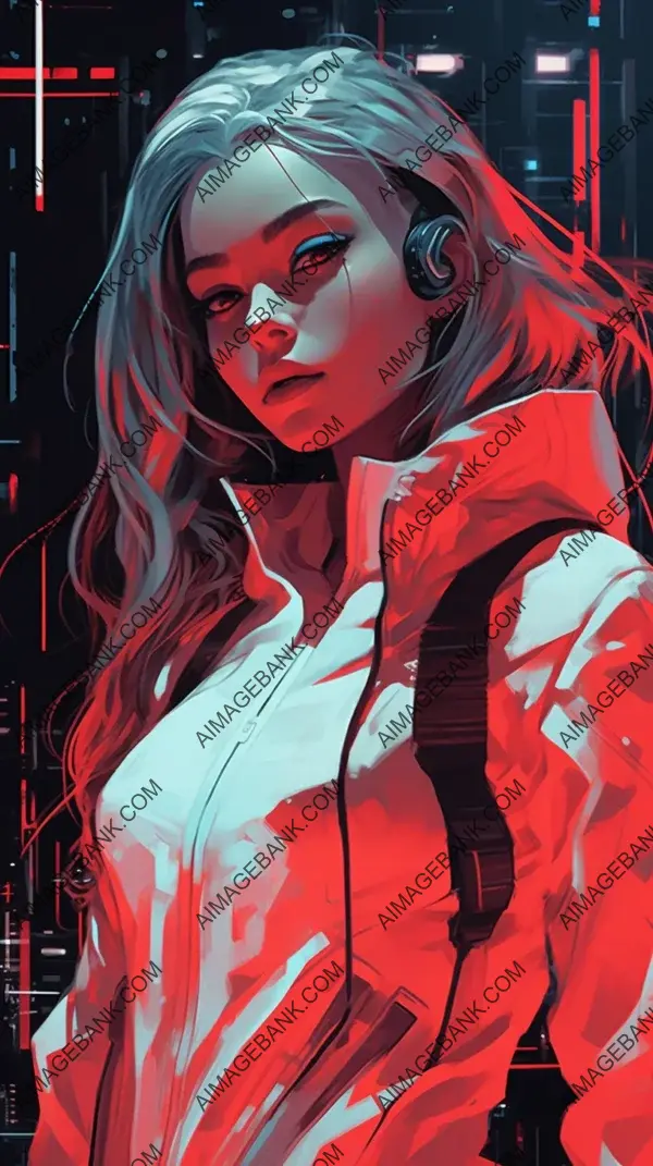 Gif Showcasing a Girl&#8217;s Mesmerizing Long Hair in Cyberpunk Style