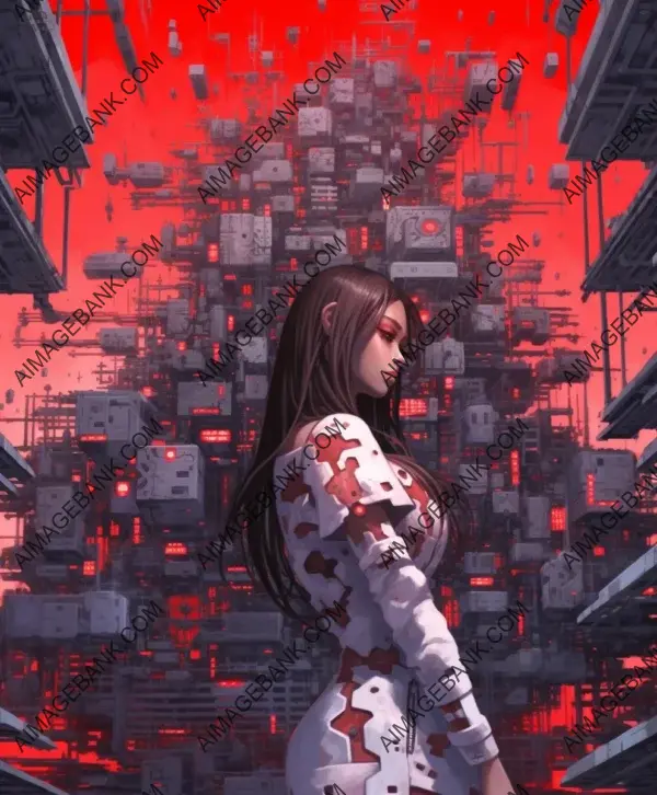 Gif Featuring a Girl&#8217;s Long Hair in an Enchanting Cyberpunk Style