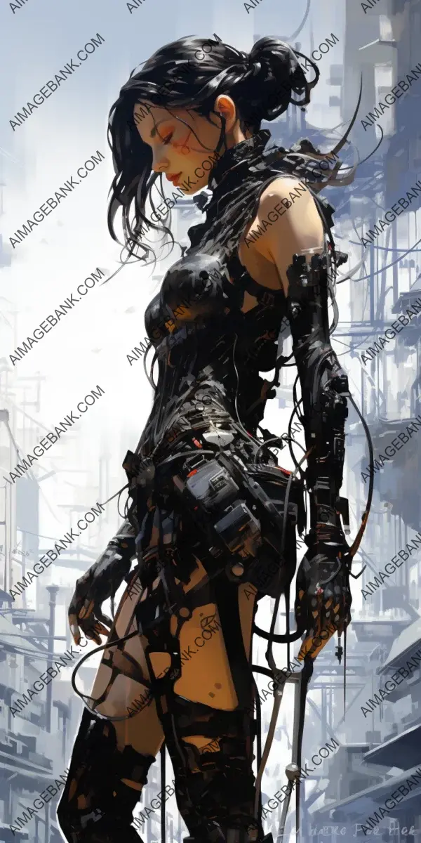 Connected Profile: Full Body Woman with Cyborg Features