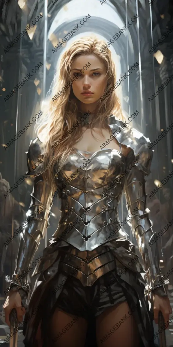 Slender Female in Armor: A Strong Presence Holding Swords