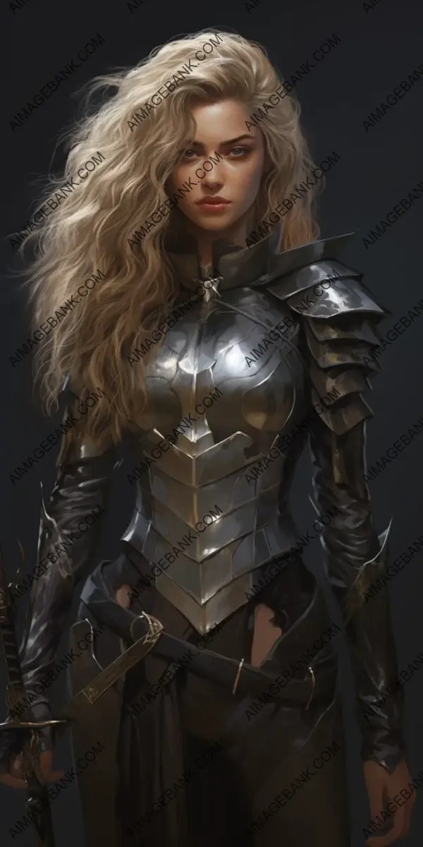 Warrior in Armor: Slender Female Holding Swords with Determination