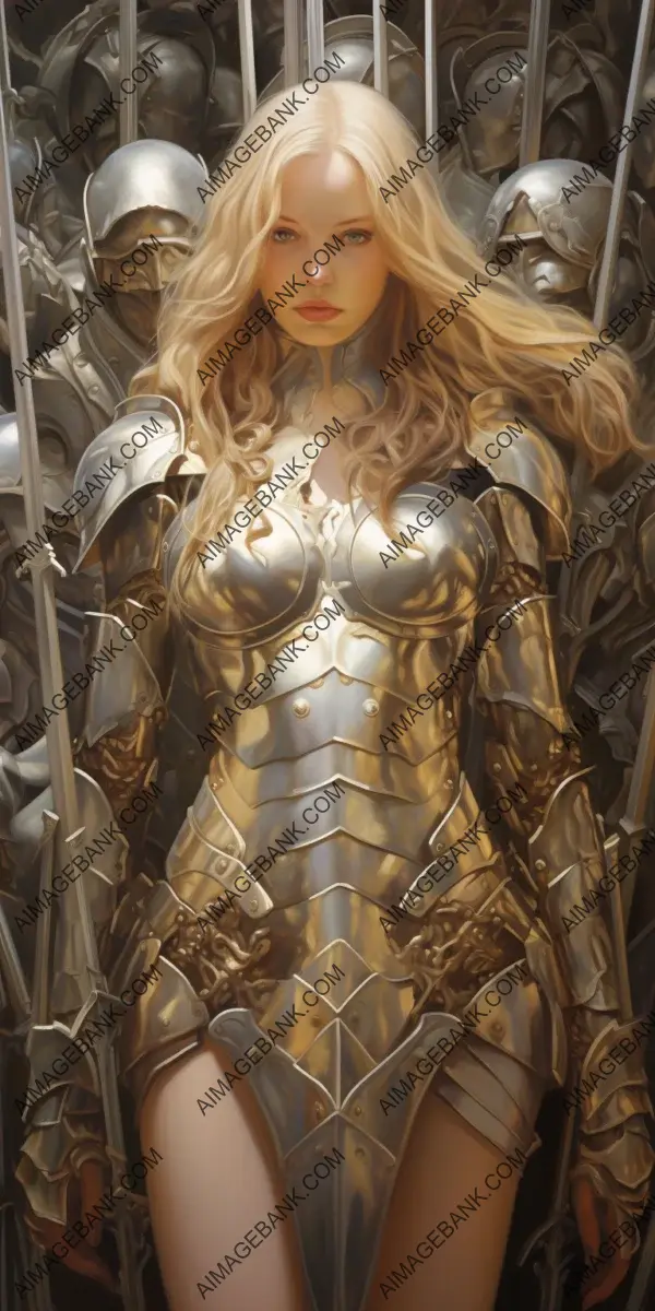 Slender Female in Armor: Holding Swords with Intensity