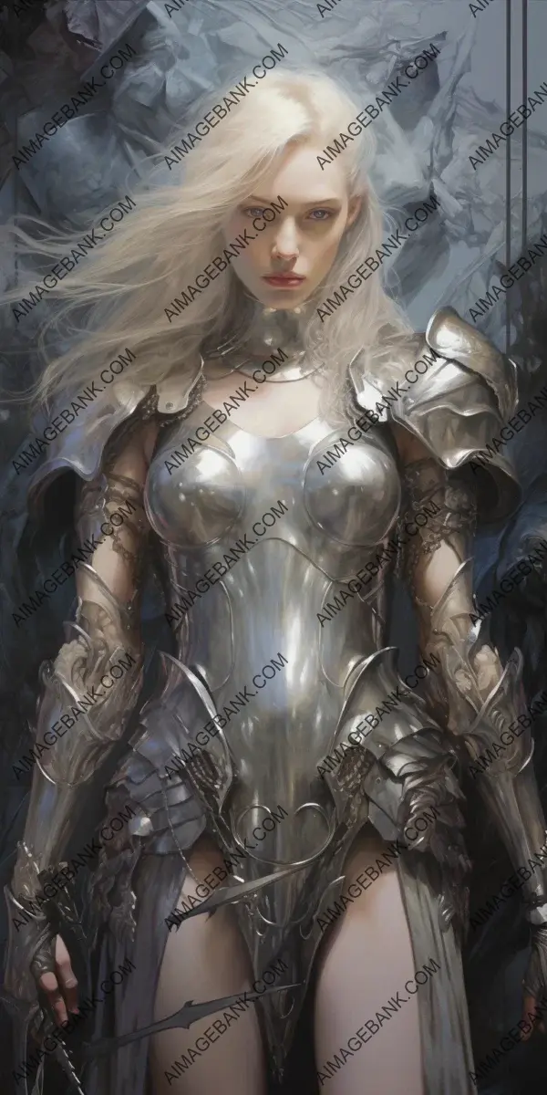 Slender Female in Armor: Holding Swords with Determination