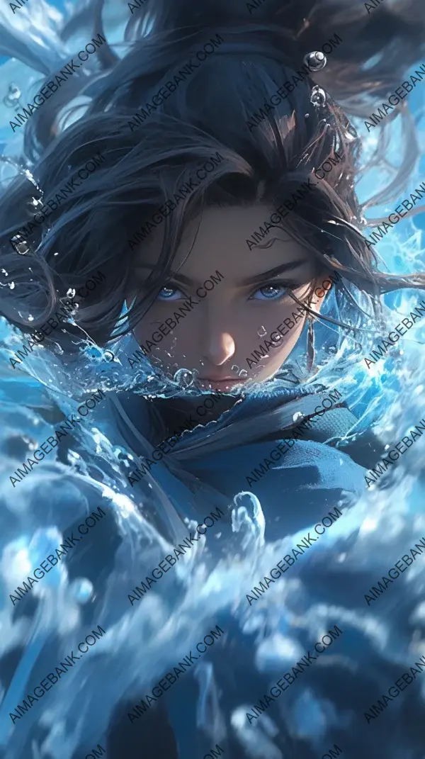 Epic water bending shot of Katara