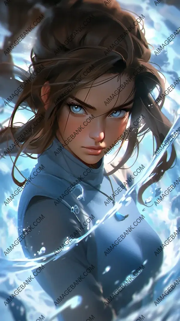 Katara in an epic water bending pose