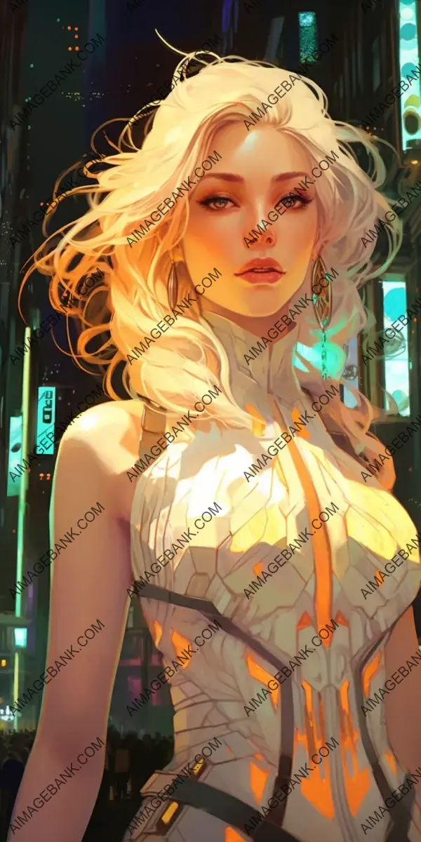 Futuristic cybergoth goddess portrait in Tokyo