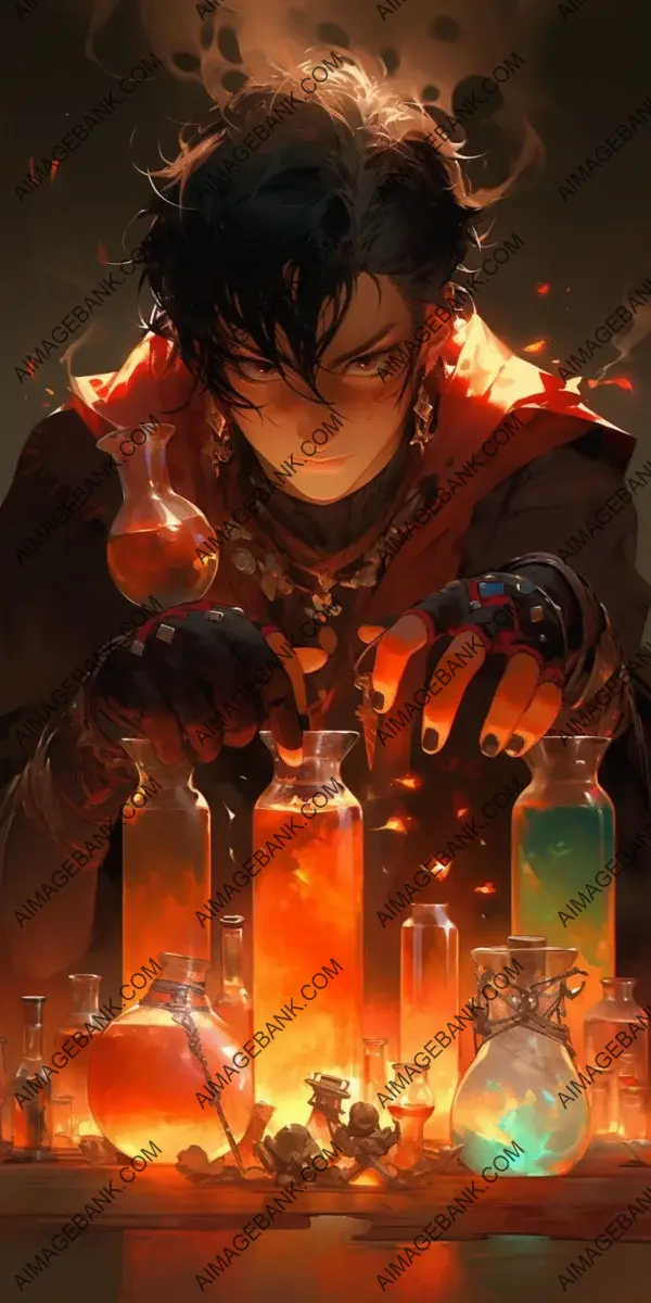 Alchemist&#8217;s concentration: Boiling potion mix.