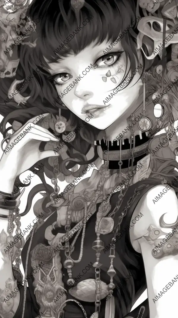 Captivating Beauty Anime Curvaceous Goth