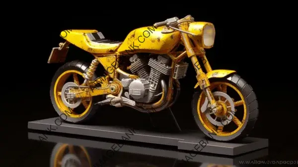 3D Cartier Yellow Pearl: Black Leather Honda Moto