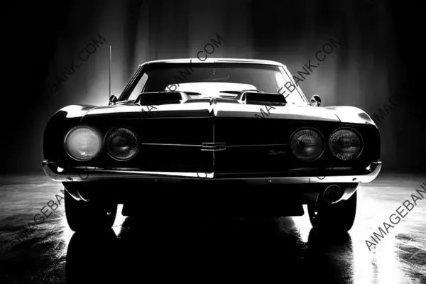 Black and White Silhouette: Muscle Car