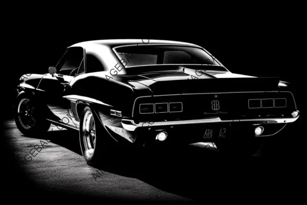 Muscle Car &#8211; Black and White Silhouette