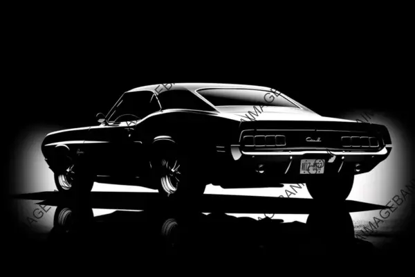 Black and White Silhouette &#8211; Muscle Car