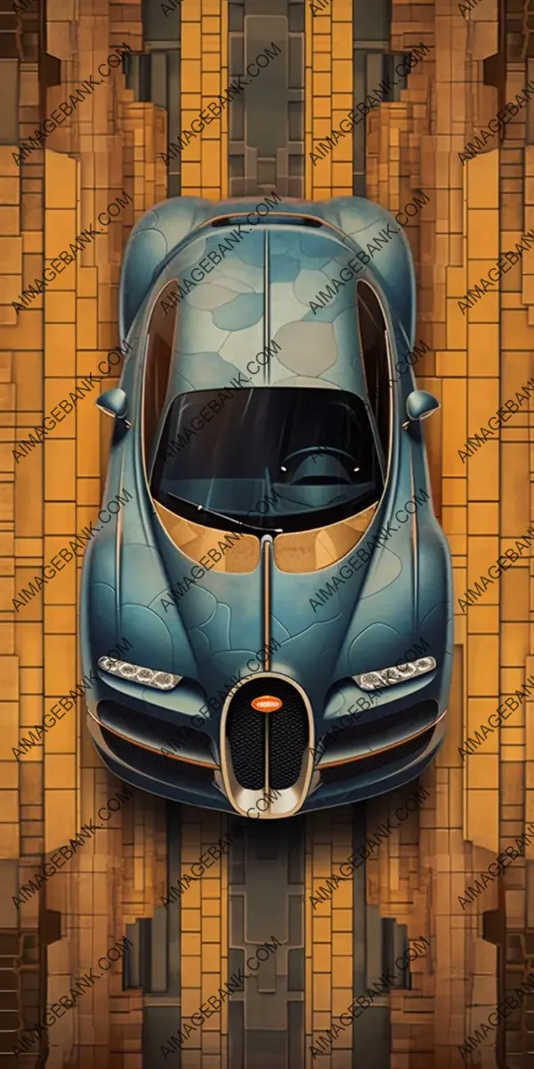 Bugatti Type: Wide-Angle Perspective in Trompe-l&#8217;oeil 3D Top View