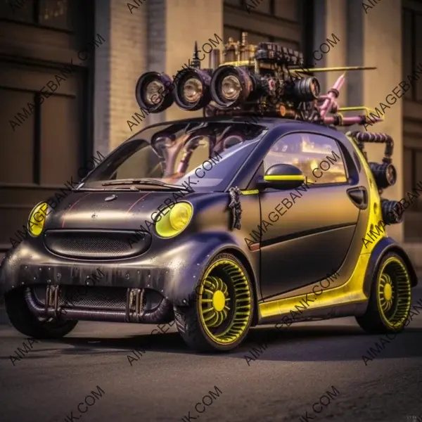 Glossy Black Body: Fluorescent Smart Car in Style