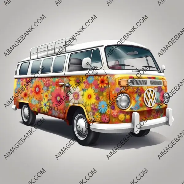 Free-Spirited Adventure: Hippie Van with Adorned Vibe