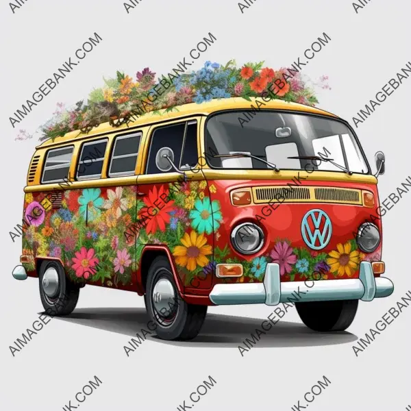 Vibrant and Energetic: Hippie Van with Artistic Touch