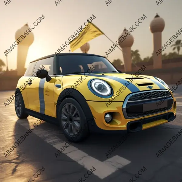 Jubilation of Football League Victory: Yellow Mini Cooper