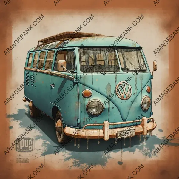 Capture the Retro Charm: Volkswagen Patina Bus T-Shirt Design