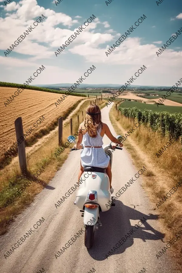 Capture the Joy and Freedom: Young Woman Riding Scooter