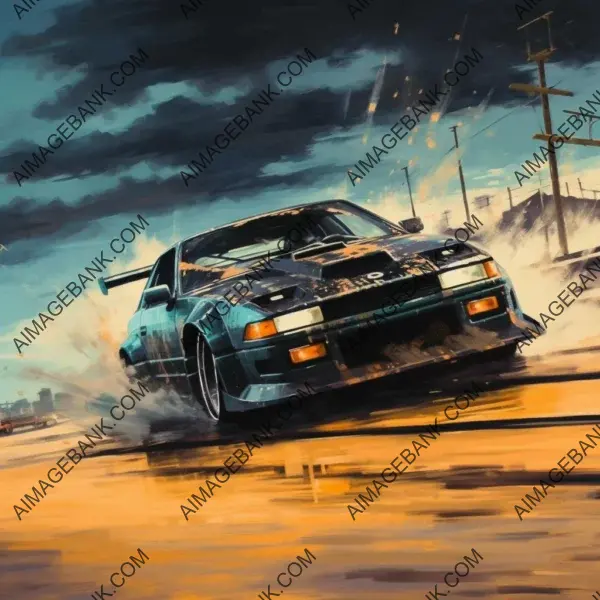 180sx drifting racetrack art style