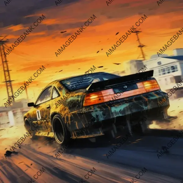 180sx drifting racetrack painted motion