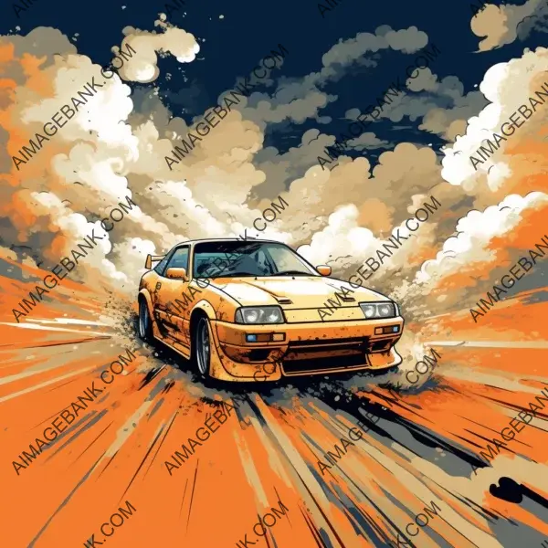 Car drifting tokyo drift clouds excitement