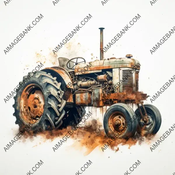 Serene and stylish: a muted tractor on a white background