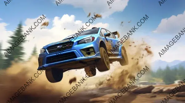 Creating action: Subaru Impreza rally racing with captivating jumps