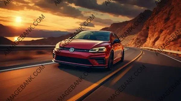 Captivating sunset drifts: tuned Volkswagen Golf GTI in action