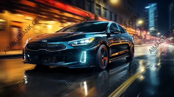 Urban street speed at night: Kia Forte GT takes the spotlight