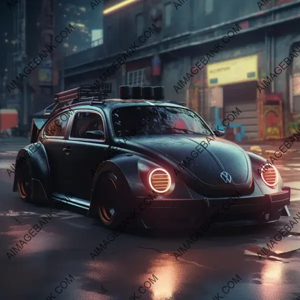 Cyberpunk Enchantment: Black 2016 VW Beetle