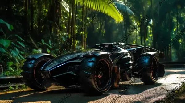 Massive Spiked Wheels in Aggressive Batmobile