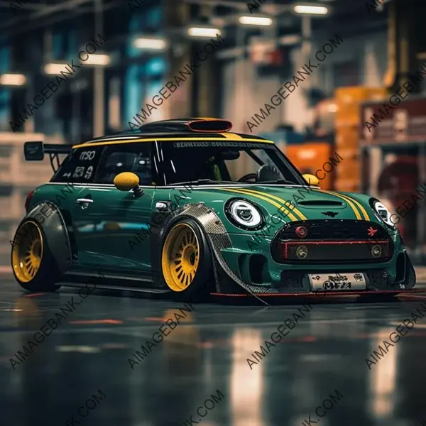 British Green Mini JCW with Front Windshield