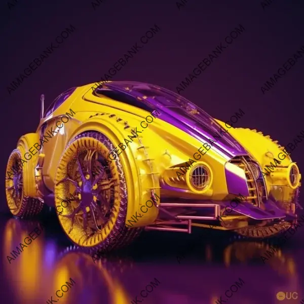 Captivating Cyborg Car: Futuristic Style in Yellow Violet Revealed