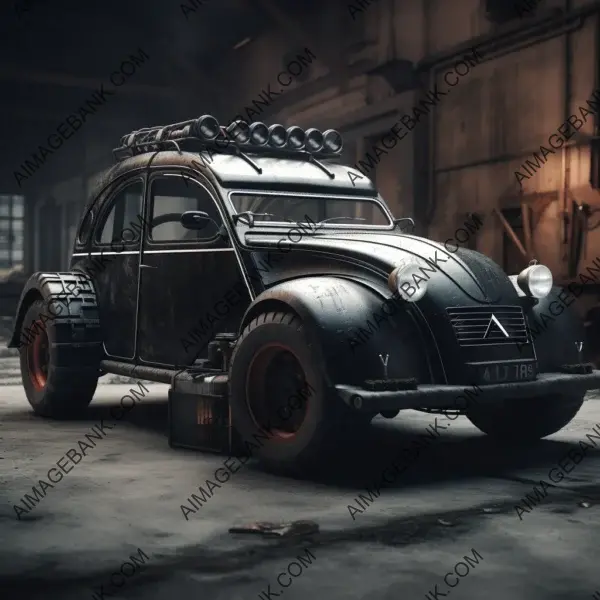 Rebellious Cyberpunk Citroen 2CV: Badass-Looking