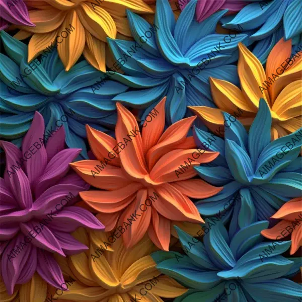 Floral pattern using vibrant colors in 3D