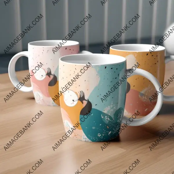 Modern c-handle mugs on table