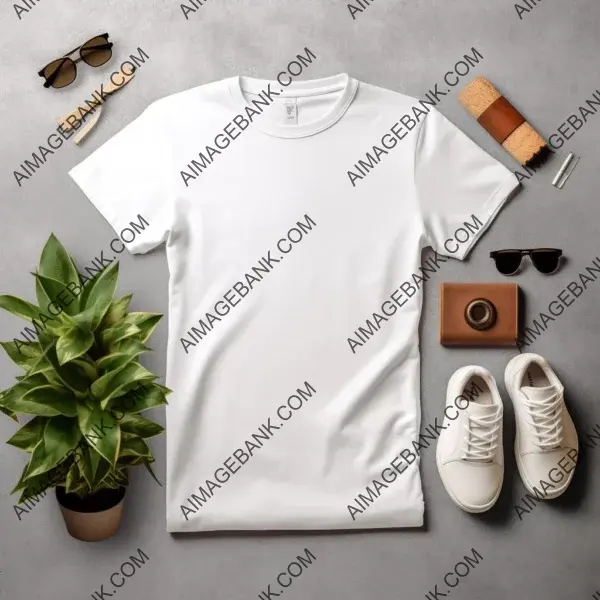 Flat Lay of White Plain T-Shirt among Other Items