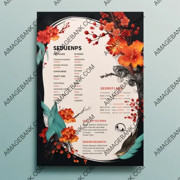 Beautiful Food Ingredients: Asian Restaurant Menu