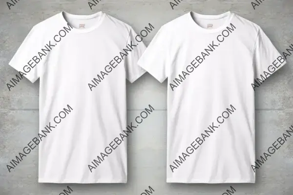 Front and Back of a White Blank T-Shirt Over Seamless Background