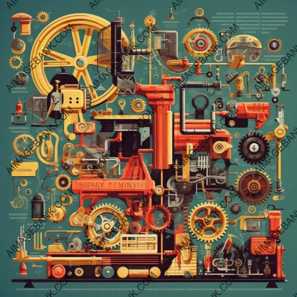 Designing a graphic illustrating machinery repairing charts